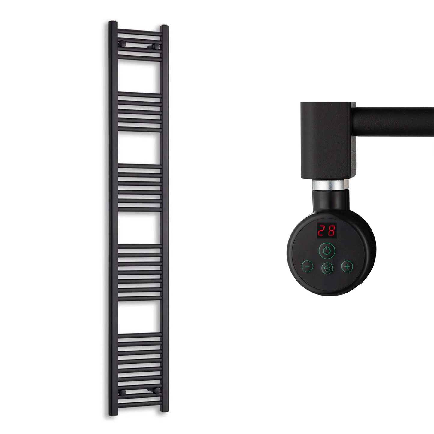 300mm Wide Electric Towel Radiator Black