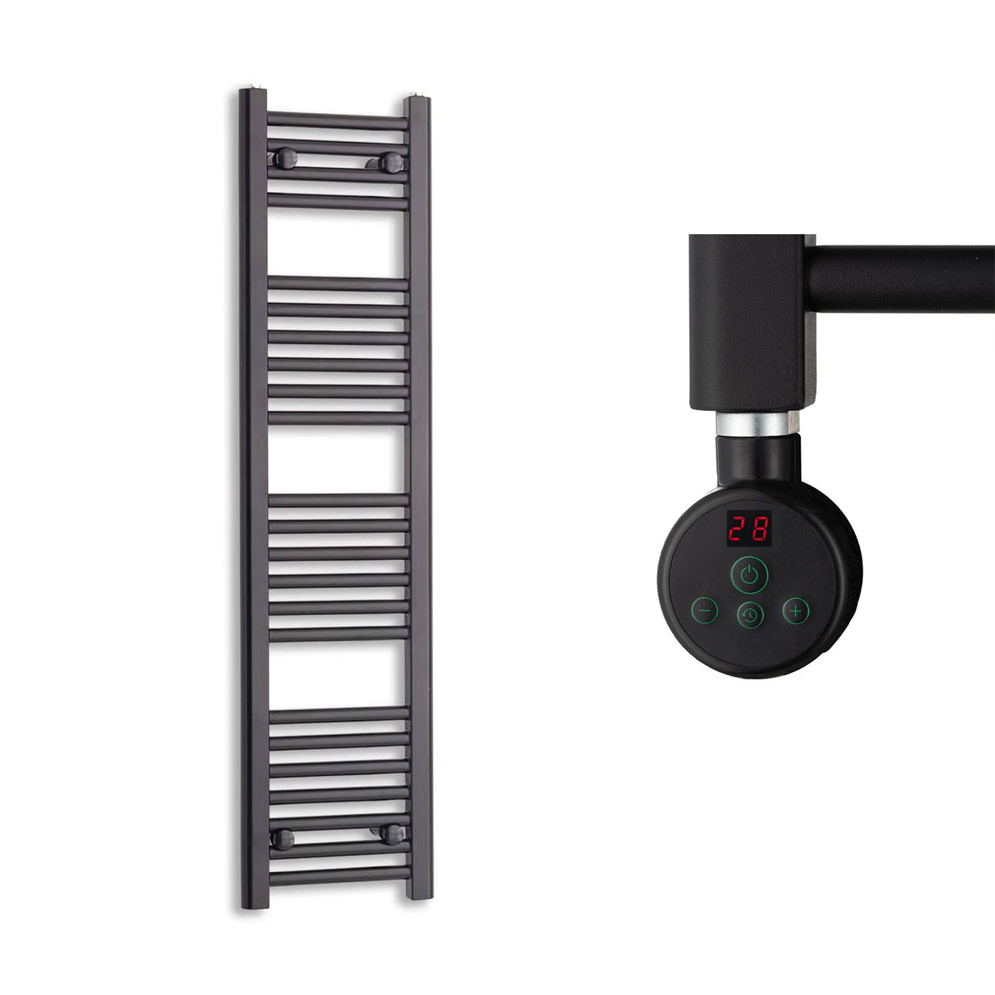 300mm Wide Electric Towel Radiator Black