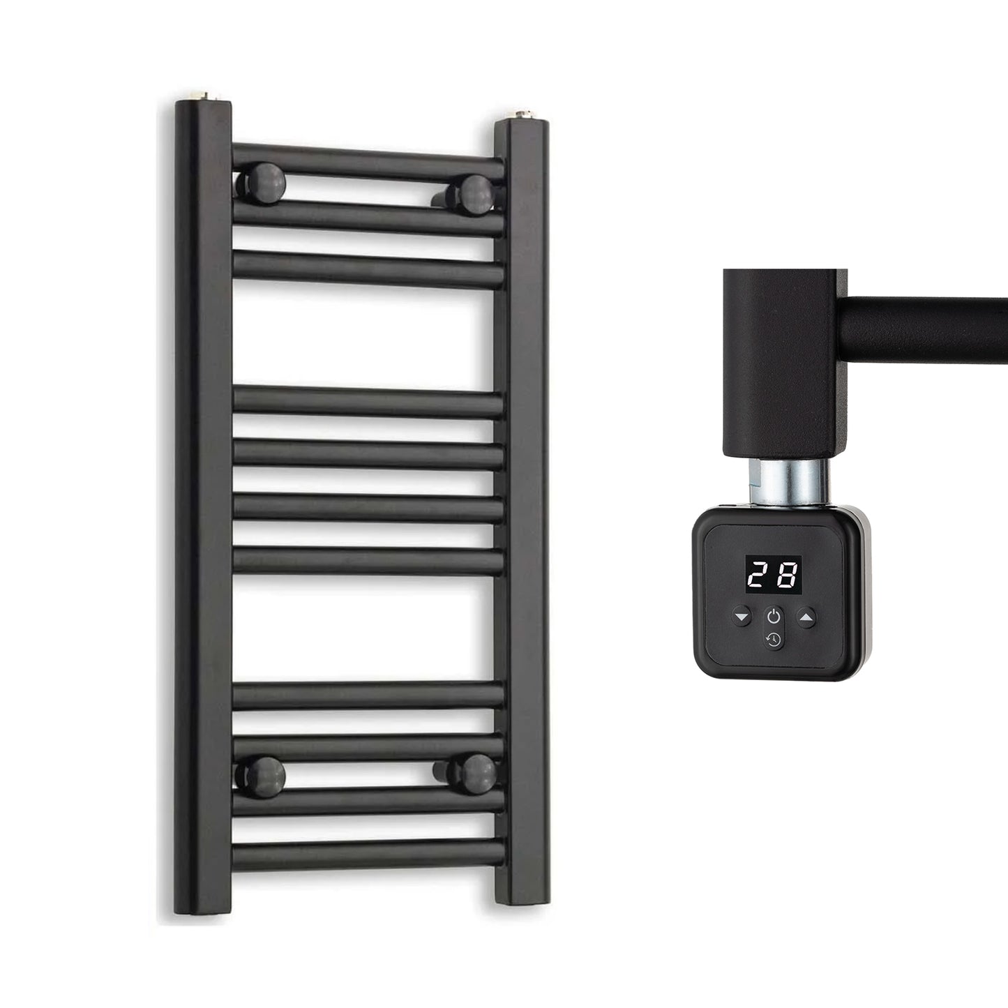 300mm Wide Electric Towel Radiator Black