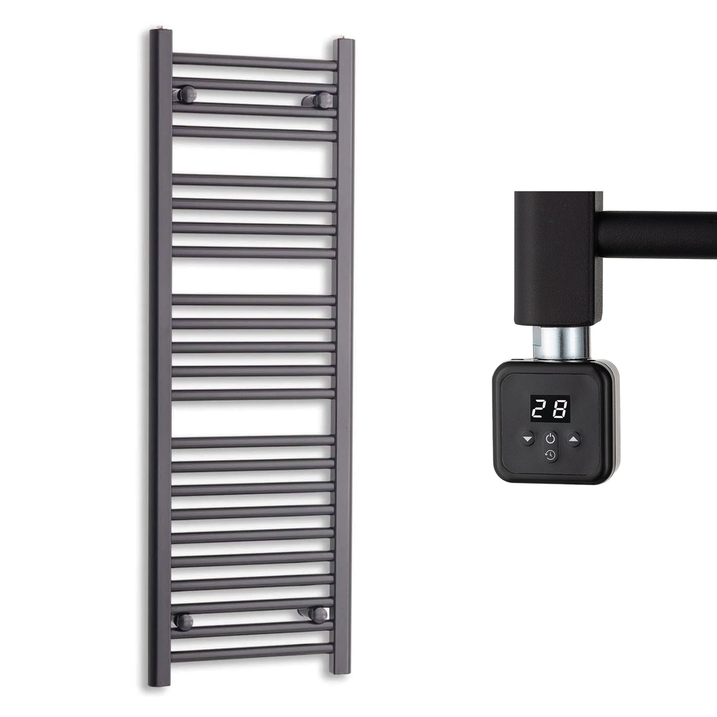 400mm Wide Electric Towel Radiator Black
