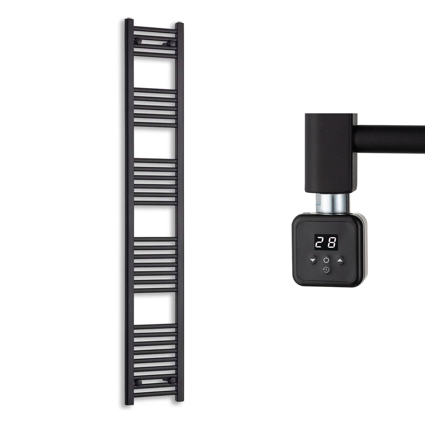 300mm Wide Electric Towel Radiator Black