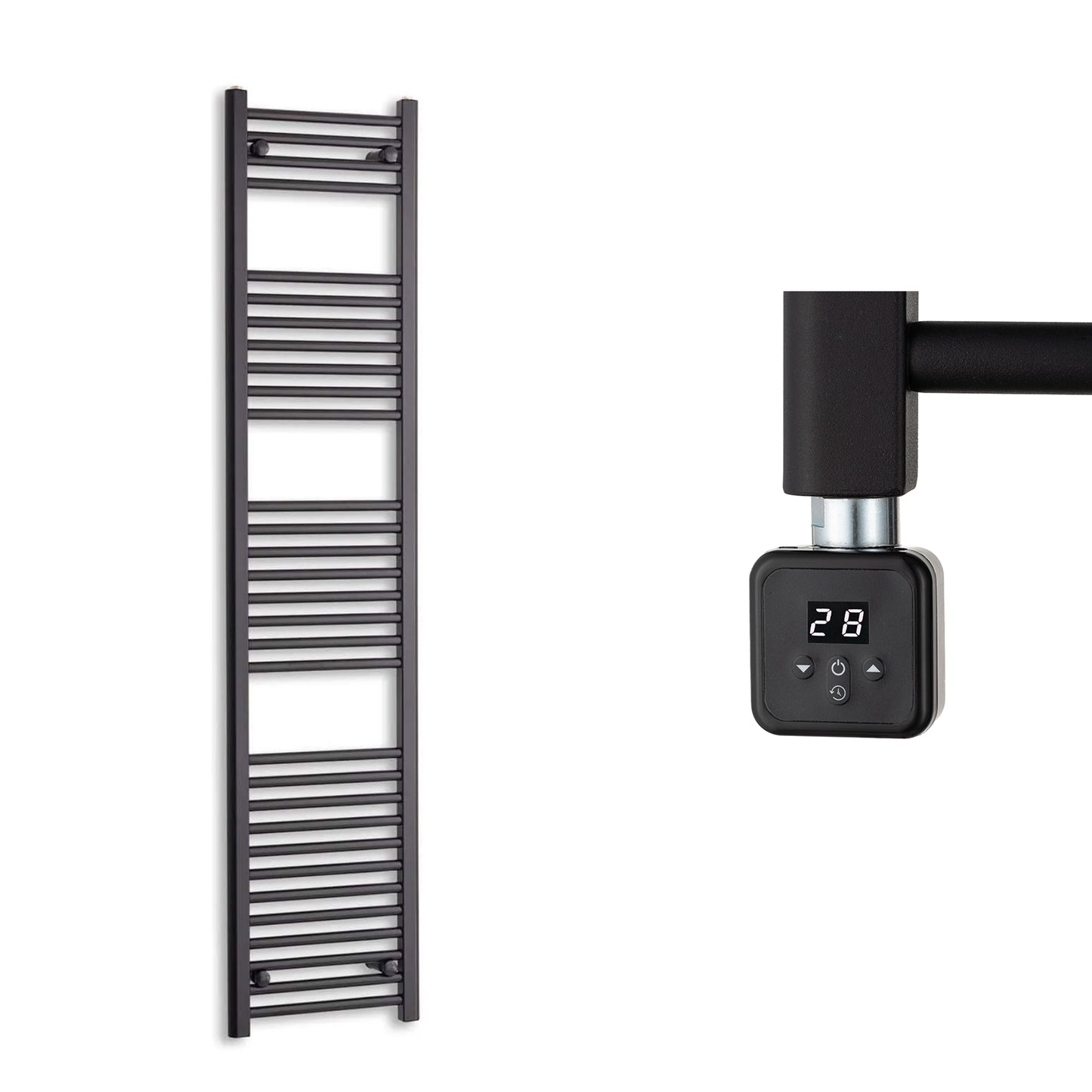 400mm Wide Electric Towel Radiator Black
