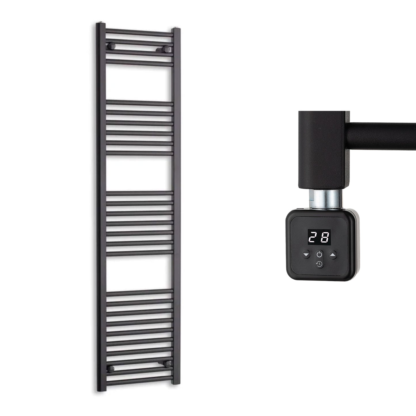 400mm Wide Electric Towel Radiator Black
