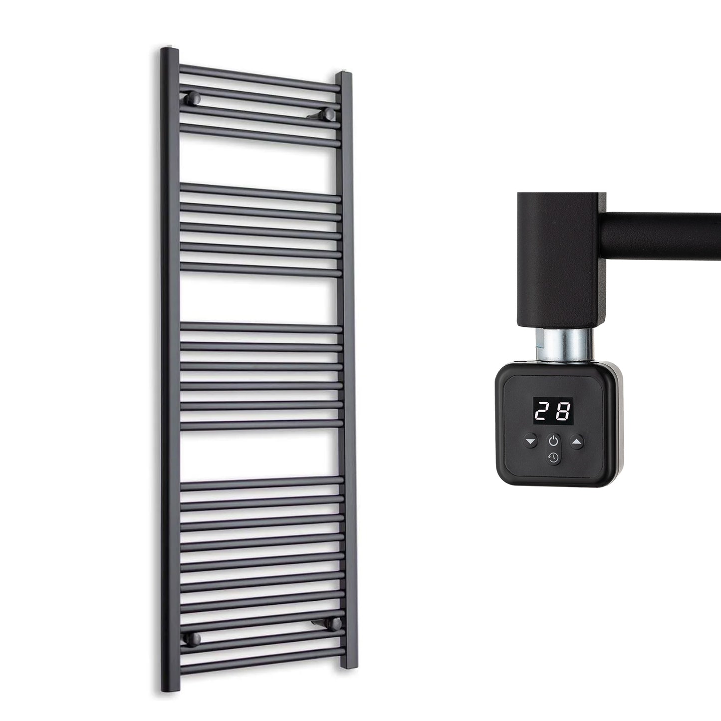 500mm Wide Electric Towel Radiator Black