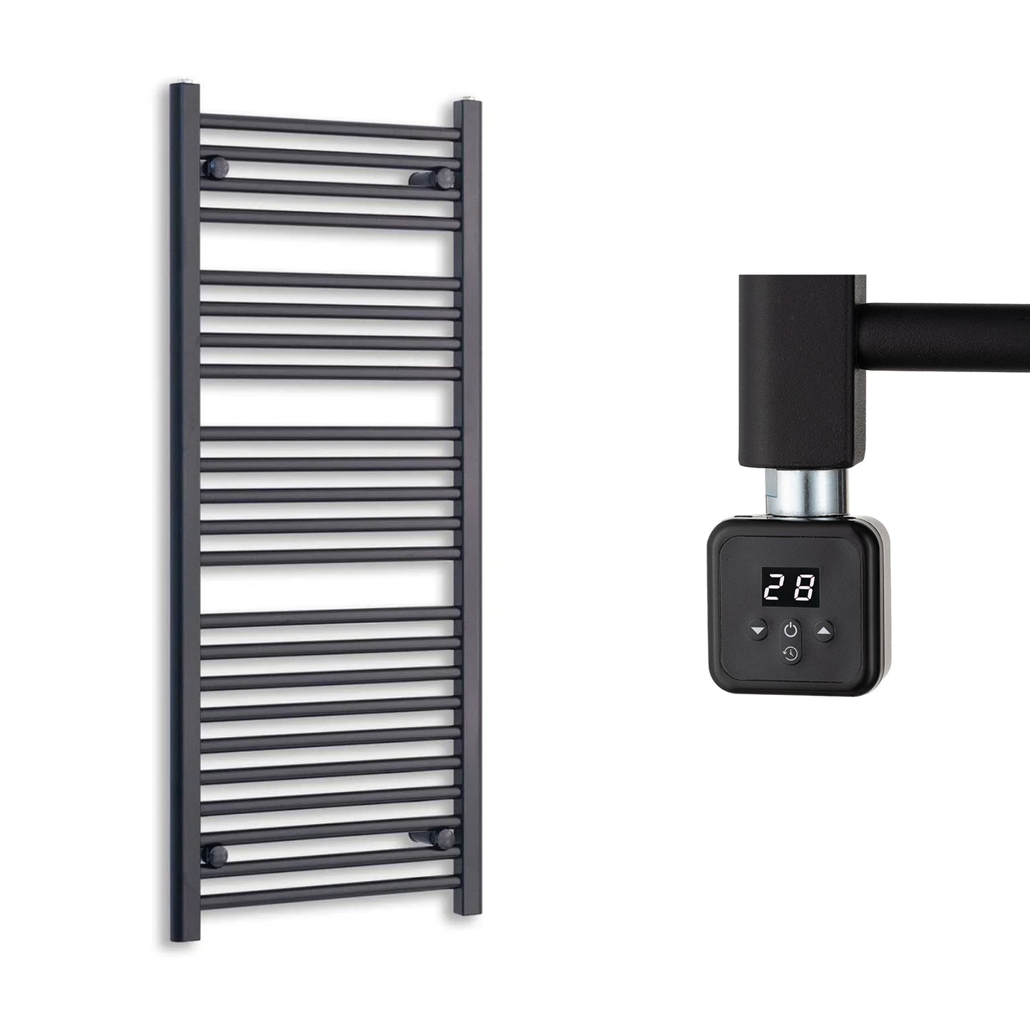 600mm Wide Electric Towel Radiator Black