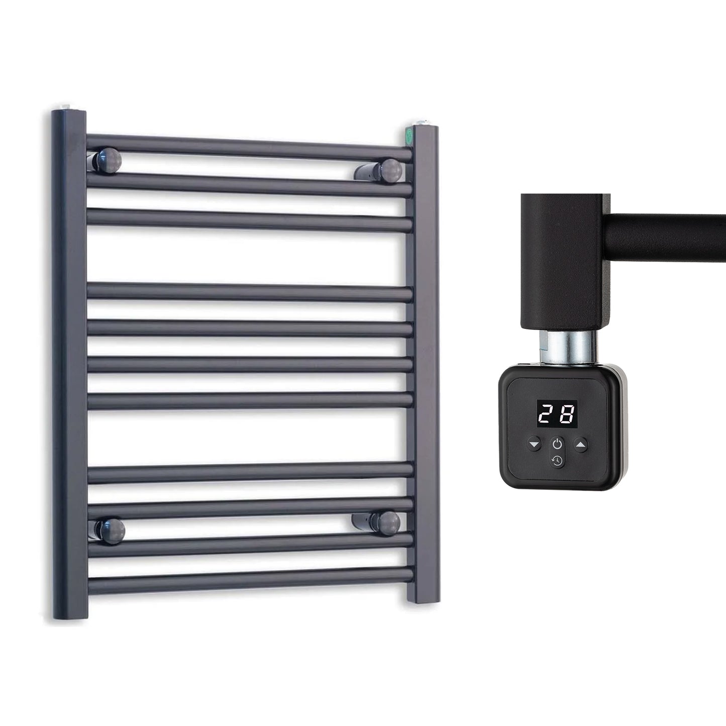 600mm Wide Electric Towel Radiator Black