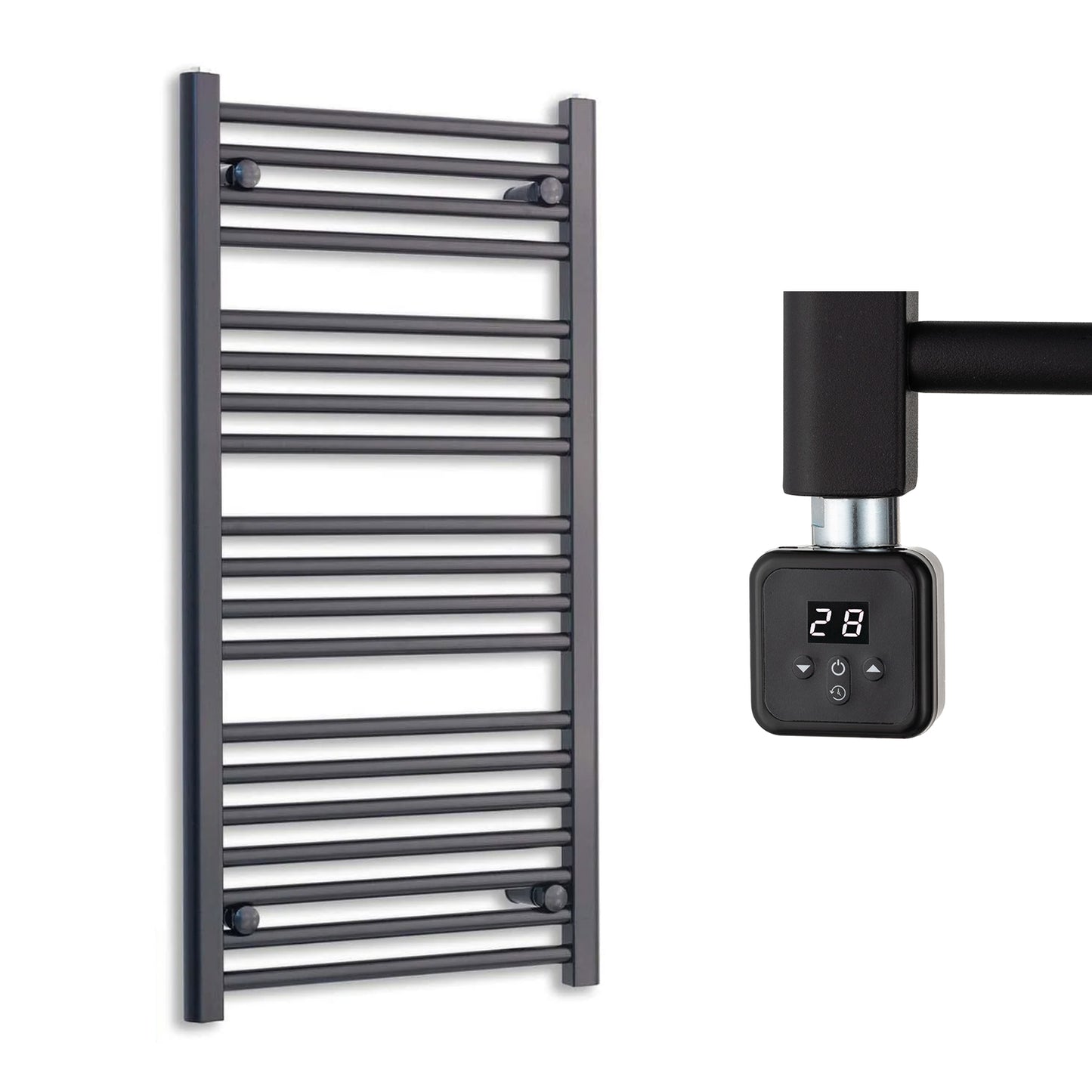 500mm Wide Electric Towel Radiator Black