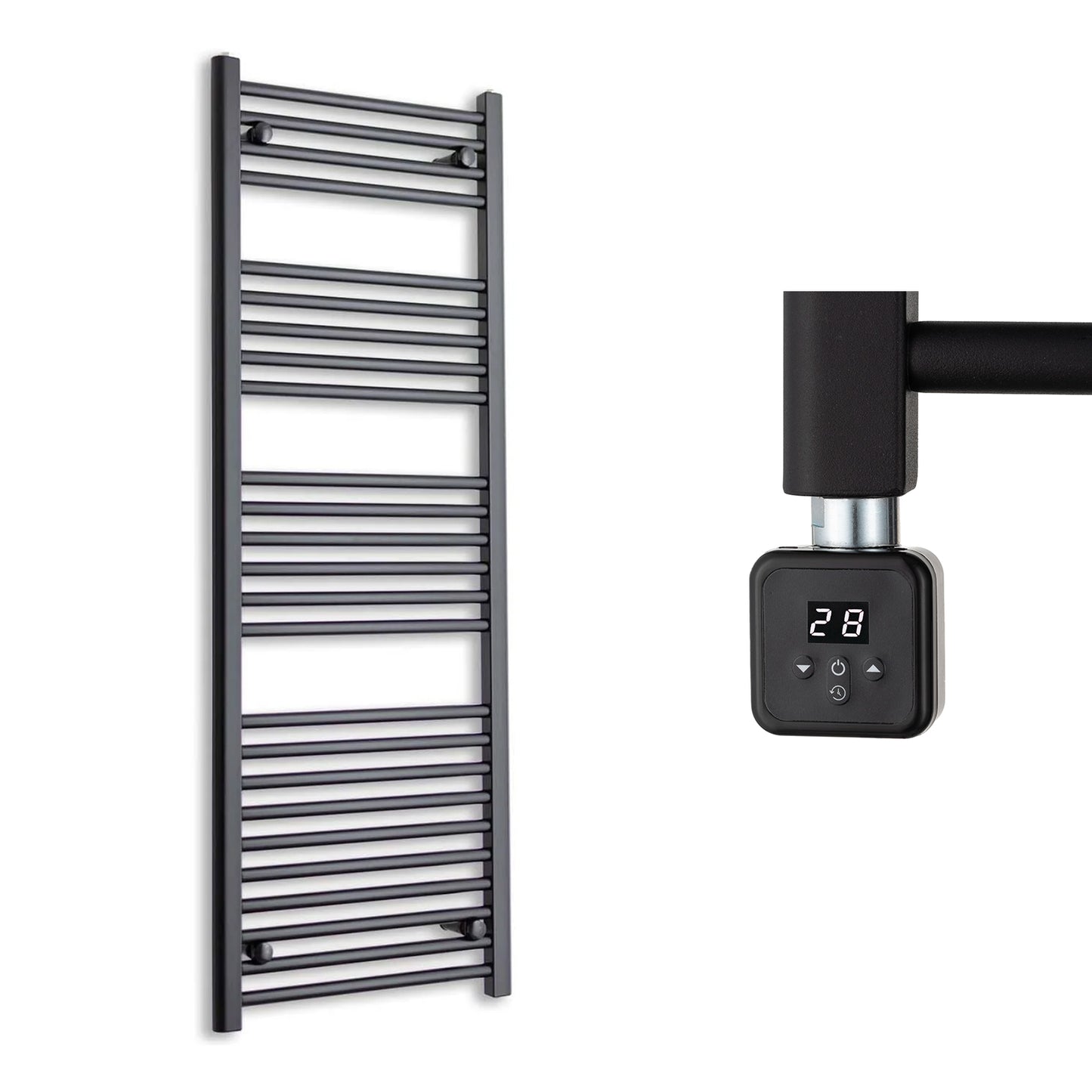 500mm Wide Electric Towel Radiator Black
