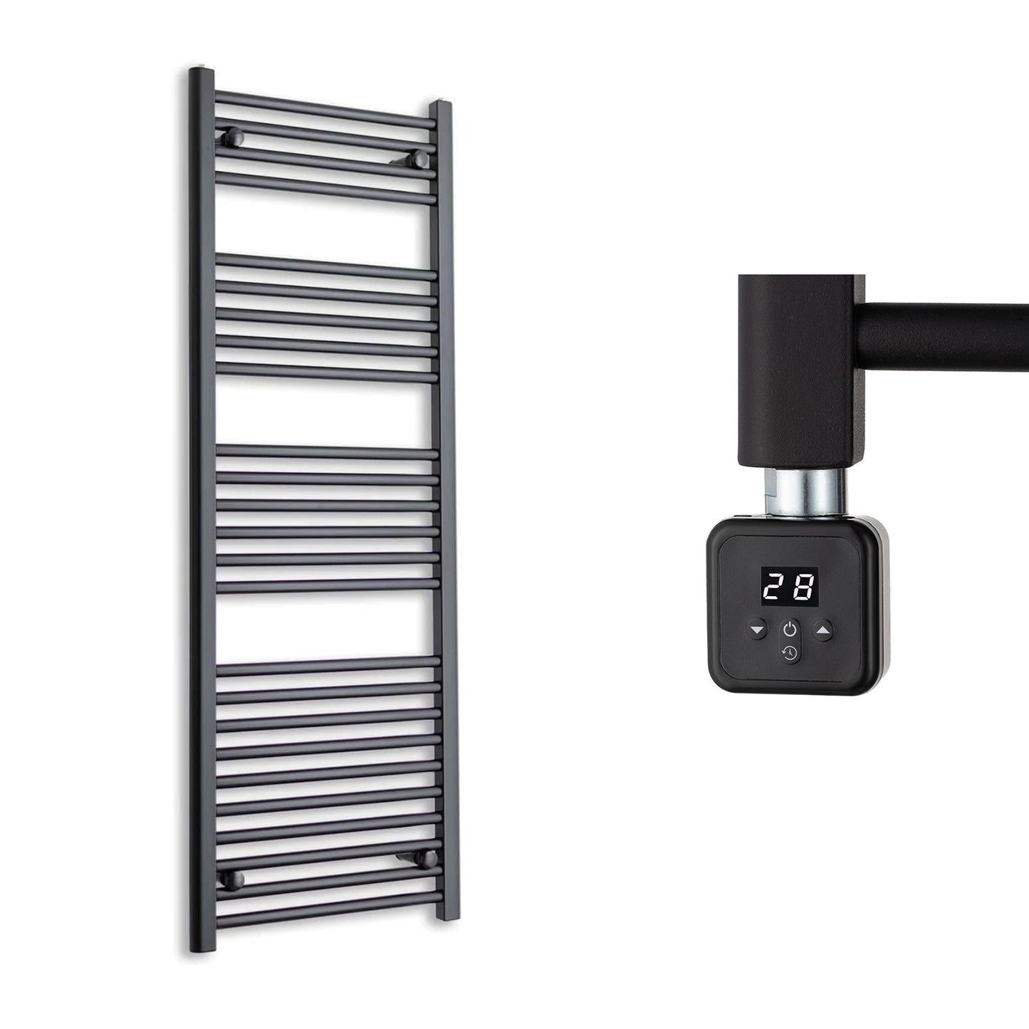 600mm Wide Electric Towel Radiator Black