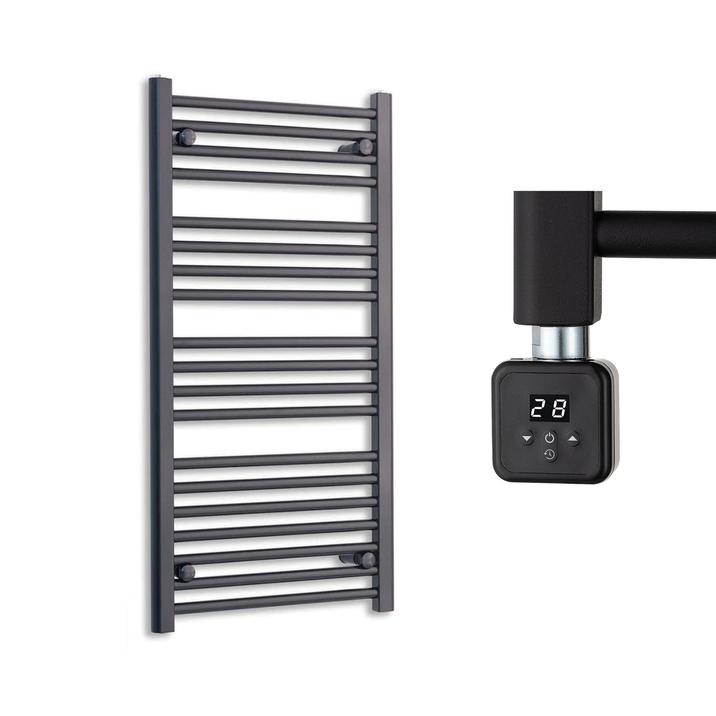 600mm Wide Electric Towel Radiator Black
