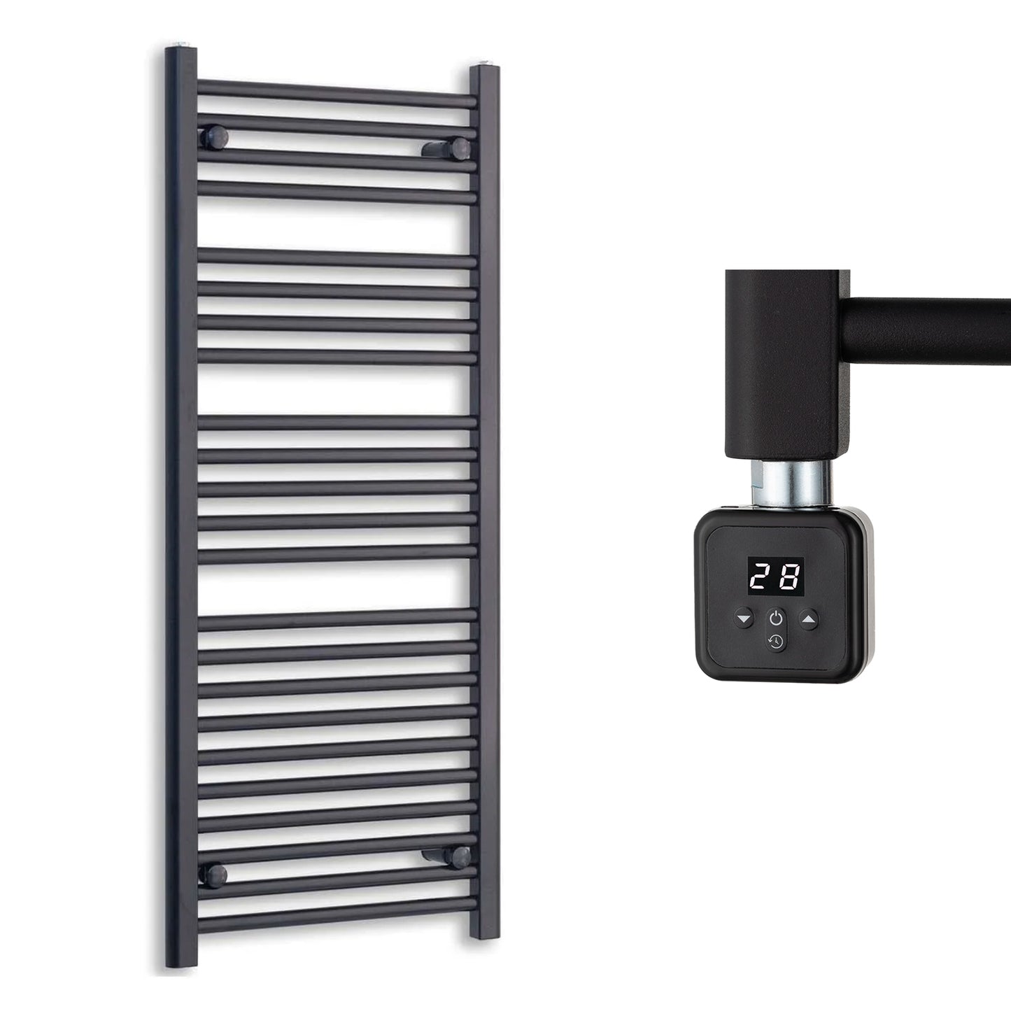 500mm Wide Electric Towel Radiator Black