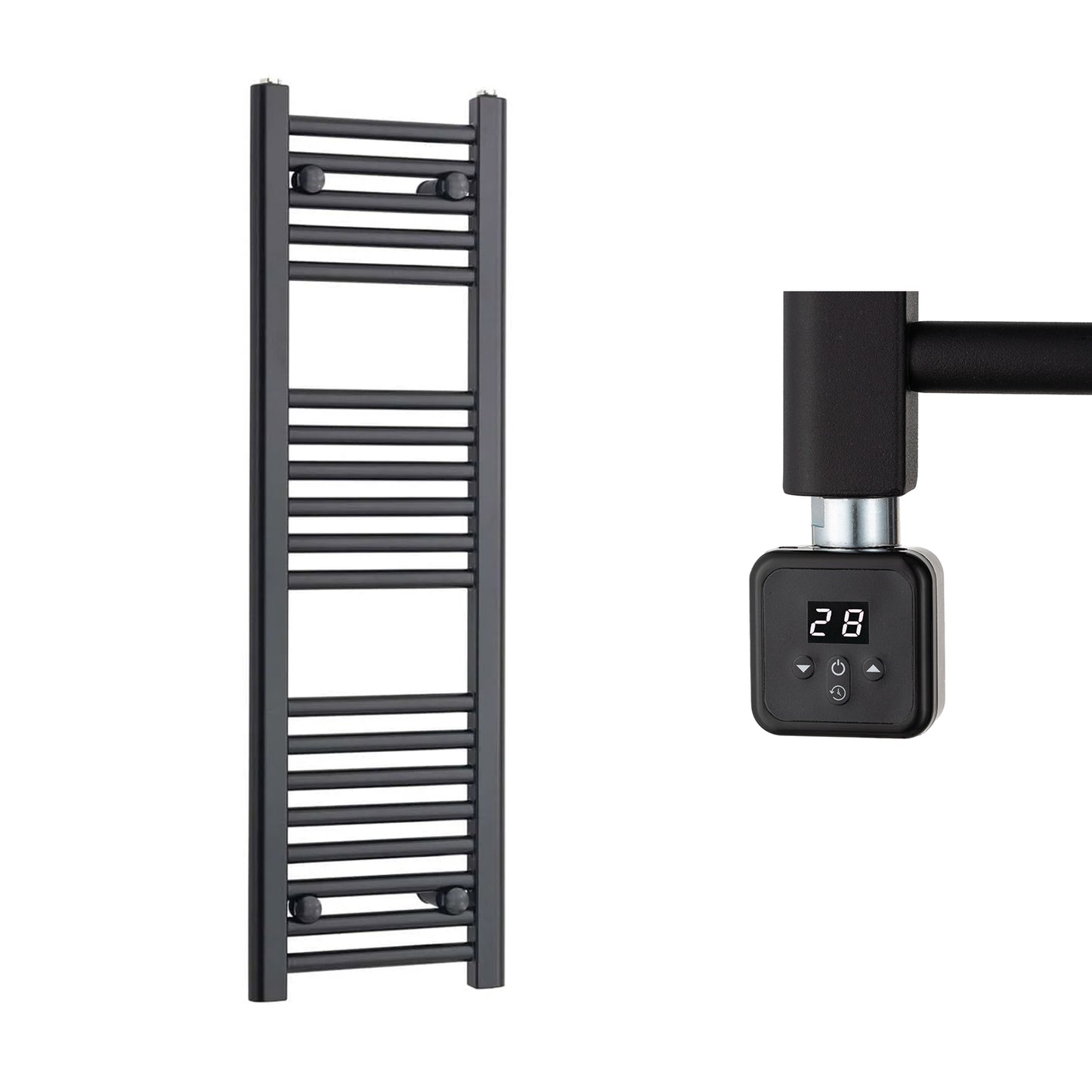 300mm Wide Electric Towel Radiator Black