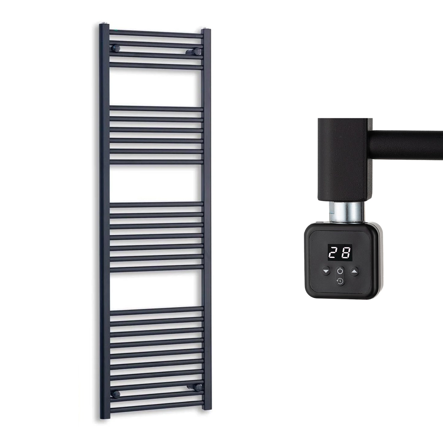 600mm Wide Electric Towel Radiator Black