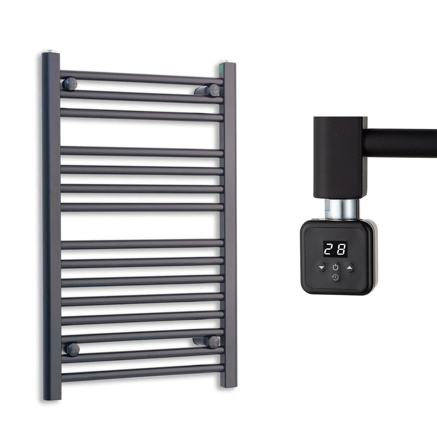 500mm Wide Electric Towel Radiator Black