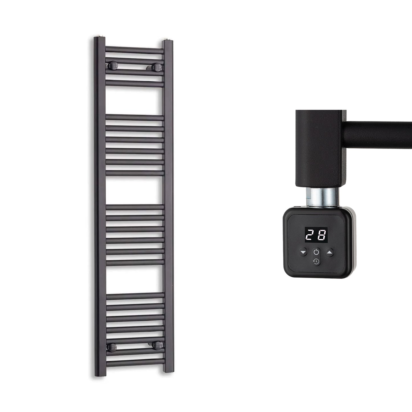300mm Wide Electric Towel Radiator Black