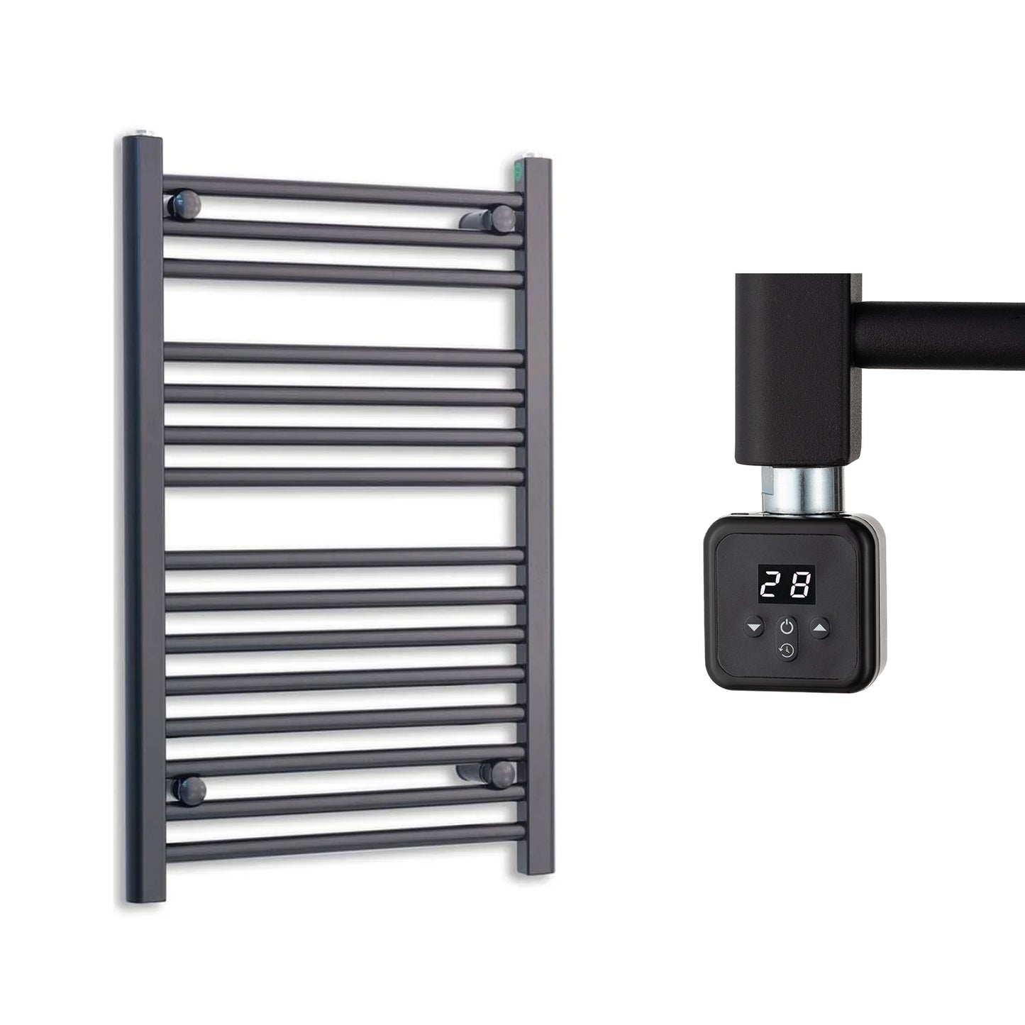 600mm Wide Electric Towel Radiator Black